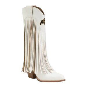 VACCARI BOOTS White Colorado Kacey Fringe Western Boots